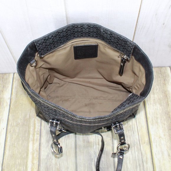 COACH Black Leather Trim Shoulder Handbag - Picture 8 of 12